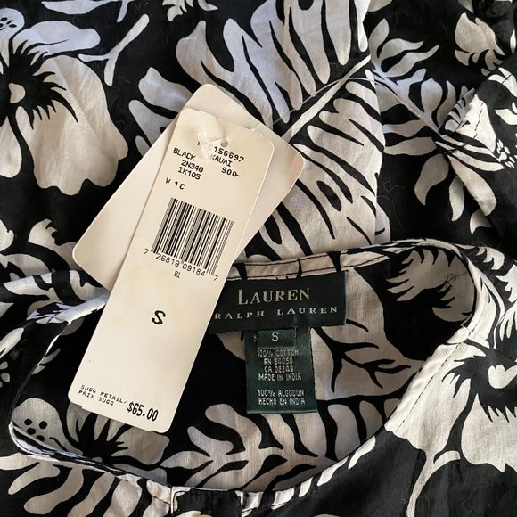 NWT Sz S Lauren Ralph Lauren Black/White Tunic - Picture 4 of 4